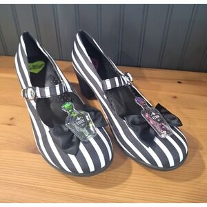 Hot Chocolate Design Mary Jane Heels Black White Striped Toxic Venom Skull EU 39